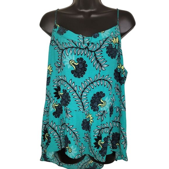 Ann Taylor LOFT Floral Vine Peplum Strappy Cami Porcelain Green XL - Picture 2 of 8
